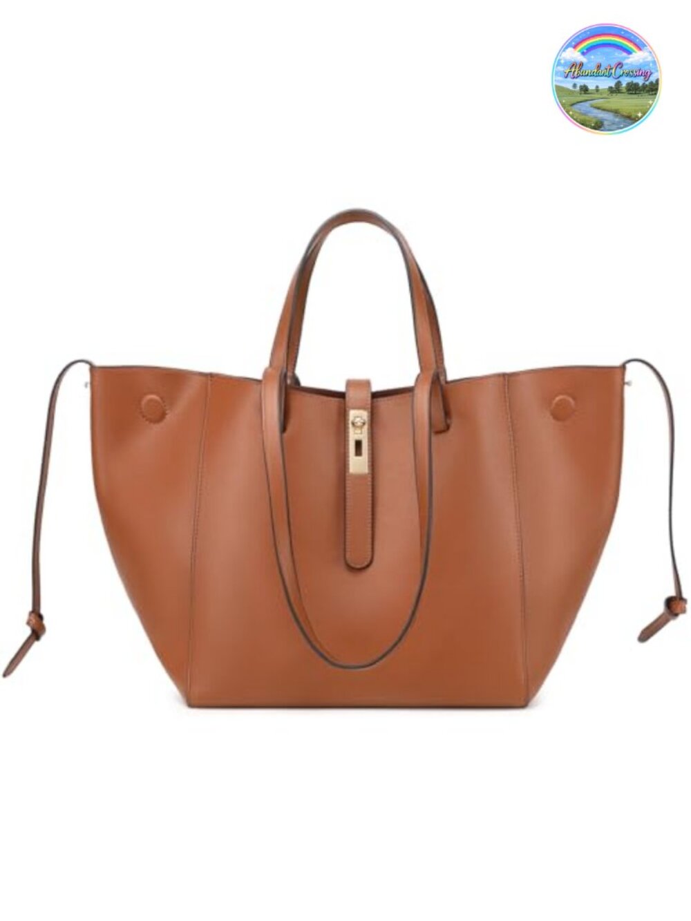 Large PU Leather Work Tote Bag for Women Bucket Shoulder Handbag